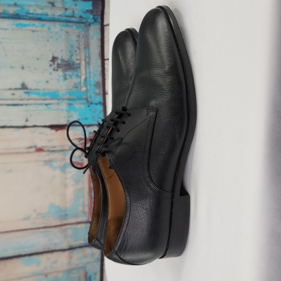 Hugo Boss Printed Lace up Derby Black Textured Leather Dress Oxford - Picture 1 of 8